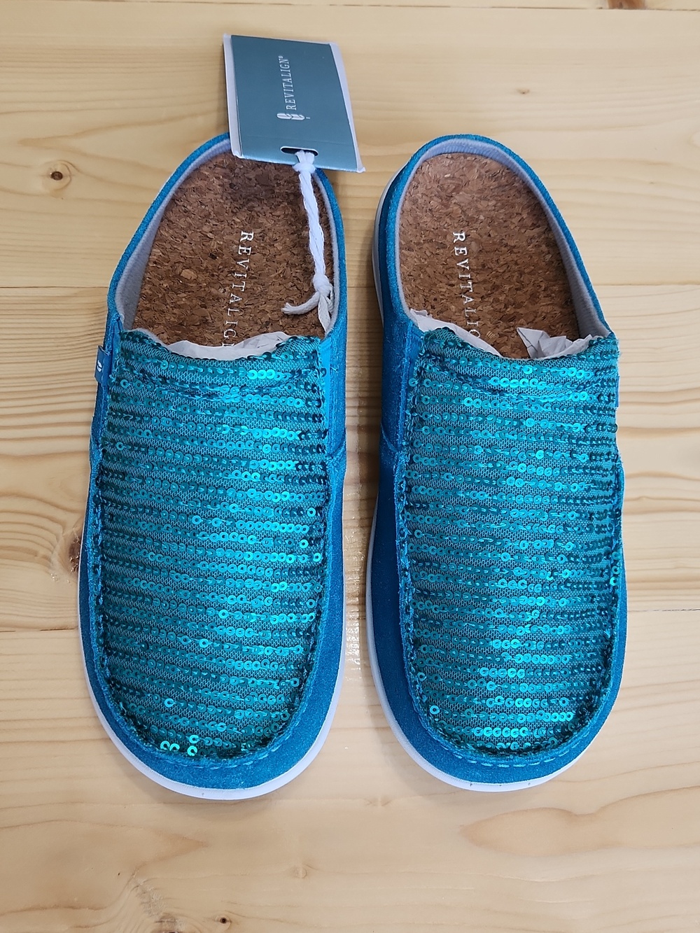 Revitalign Siesta Slide Sequin Mule Shoes In Biscay Bay Sz 6 - Picture 3 of 17